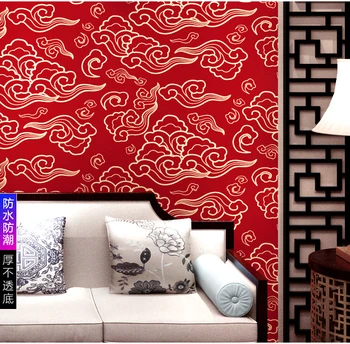 הסינית החדשה טפט בסגנון מקלפים ומדביקים רדיד אלומיניום בתחתית קלאסית חדר האוכל המשמח Cloud TV רקע קיר נייר