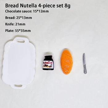 4Pcs/Set Mini אוכל לחם נוטלה צנצנת צלחת מזלג דגם מטבח, ארוחת בוקר קינוח עבור DIY בית בובות סצנת חיי עיצוב אביזרים