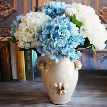 משי מלאכותי הידראנגאה פרחים ססגוניות פלסטיק קצר סניף הביתה החתונה מסיבת גן קישוט DIY מזויף הידראנגאה מלאכה
