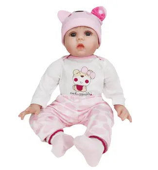 מחדש הבובה 50-55cm ורוד גוף מלא, רך סיליקון חיקוי בובה ביטוי ללוות את התינוק צמיחה צעצוע לילדים מתנת יום הולדת.