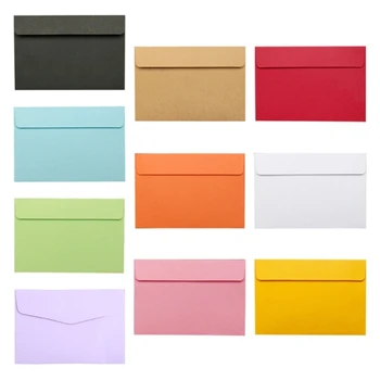 G5AA חבילה של 10 קראפט נייר מעטפות להגדיר מגוון צבעים וינטאג ' מתנה מעטפות קיט