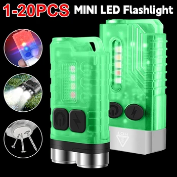 1-10PCS מיני מחזיק מפתחות אור מנורת UV מחנאות, דיג פנס נטענת USB כיס לפיד עם מגנט עובד אור חיצוני