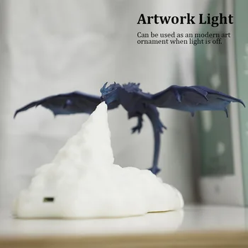 צורת דרקון אור LED לילה הדפסת 3D הדרקון להבה נשימה איטית לשנות את עיצוב חדר USB נטענת באור יום הולדת צעצוע של המנורה