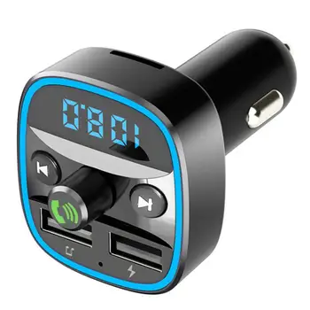 המכונית דיבורית Bluetooth-compaitable 5.0 משדר FM דיבורית לרכב MP3 אפנן שחקן דיבורית מקלט אודיו 2 USB מטען מהיר