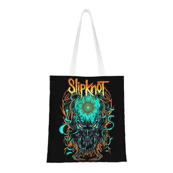 מצחיק קלאסי Slipknots רול רוק הלהקה קניות תיק לשימוש חוזר, מוזיקת רוק כבד מצרכים בד כתף קונה תיק