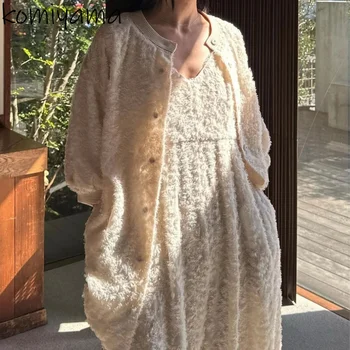 אביב סתיו 2023 חדש מעילים טלאים ציצית ' קטים רפויים שרוול ארוך Chaqueta Mujer יפן סגנון יחיד עם חזה Jaquetas