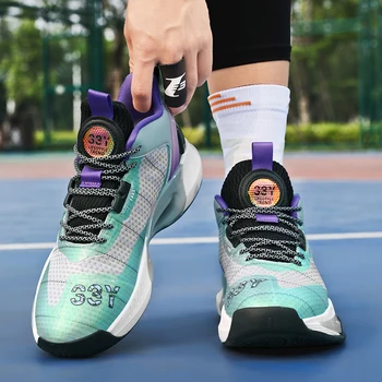 טרנד חדש זוגות נעלי כדורסל גבוהות העליון נעלי הילד אנטי להחליק כדורסל נעלי ספורט נשים מעצב מותג ספורט נעליים