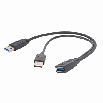 USB 3.0 נקבה ל-Dual USB זכר תוספת כוח הנתונים Y כבל מאריך עבור 2.5