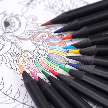 12 צבע שחור עץ עפרונות ציור צבע העט עיפרון עופרת כתיבה ציור משרד מכשירי כתיבה עפרונות מתנות עבור תלמידים חדשים.