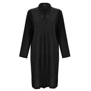 2023 סתיו דש צוואר השרוול הארוך שטחי כותנה שמלת נשים אלגנטי משרד עבודת שמלת קיץ חלוק נשי חולצת Vestido