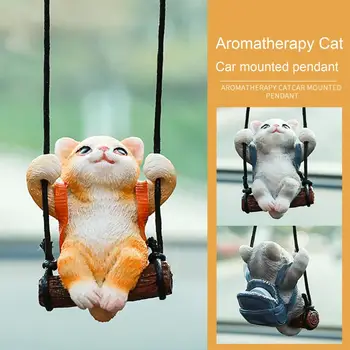 1 סט יצירתי להניף חתול עם ניחוח ארומטי תרמיל שרף להניף חתול המכונית המראה האחורית תליון הפנים אביזרים