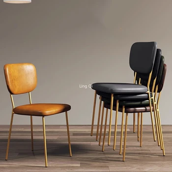 יוקרה זהב הרגליים כסאות אוכל מעצב חיסכון בחלל מבוגרים מינימליסטי הכסא מחכה אופנה Meubles דה סלון ריהוט פנים