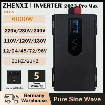 ZHENXI 6000W גל סינוס טהור 12/24/48/72V DC ל-AC 110V/120V/220V/230V Fr סוללת Lifepo4
