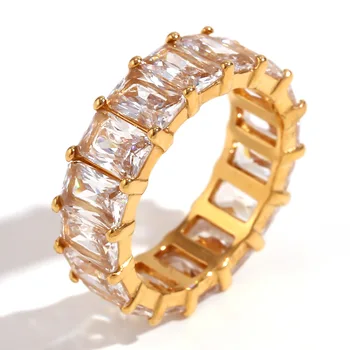 פלדת אל-חלד עמיד למים כיכר זירקון יצירתי טבעת תכשיטים באיכות גבוהה צרפתי בציר משובח נשים קסם מתנות