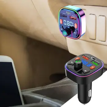 המכונית MP3 Player FM מהיר USB Type C מטען לרכב צבעוני דיבורית שיחה מקלט רדיו עבור נגני אודיו תמיכה TF