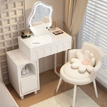 מודרני מינימליסטי לבן השידה עבור ריהוט חדר שינה, ארון לאחסון אור יוקרה איפור יהירות שולחן שולחן איפור עם מראה