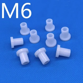 M6 חוט הגנה שרוול ניילון מכונת כביסה מורחבת שלב בצורת T קעור קמור ריווח טור מבודד אטם פלסטיק לבן