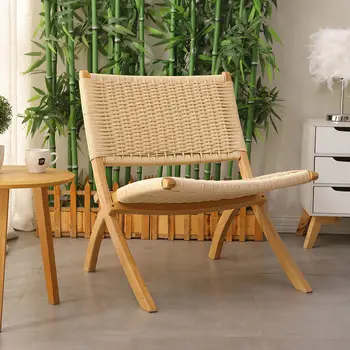 עץ החבל הכיסא נורדי מרפסת פנאי יחיד ספה כסא אוכף עור מימי הביניים כיסא יפני כיסא מתקפל כסאות