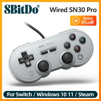 8BitDo קווי SN30 Pro USB Gamepad עבור נינטנדו החלף חלונות פאי פטל עם קלאסי, וינטאג', עיצוב