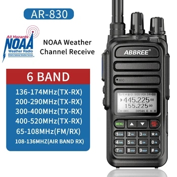 ABBREE AR-830 אוויר הלהקה 136-520MHz מלא band Wireless להעתיק את התדר של מכשיר קשר גיאוגרפי ערוץ מזג האוויר, לקבל חזיר שני הדרך רדיו