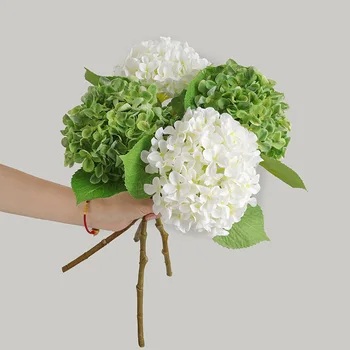 משי הידראנגאה Artifical פרח ירוק קישוט הזר בד סידור פרחים מזויפים הידראנגאה סניפים