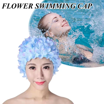 3D פרח ספורט מים כובע לנשימה שחייה אמבטיה כובע רך שיער ארוך גולש כובע מגן אוזניים נוח בריכה Accesories