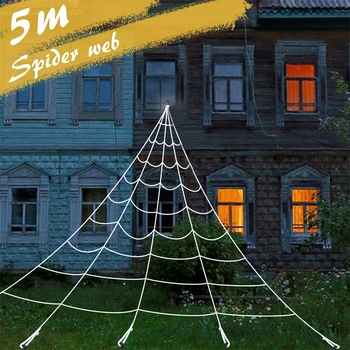5M ענקית של קורי עכביש. 30Cm גדול קטיפה עכביש ליל כל הקדושים מפחיד מסיבת תפאורה מלאכותית עכביש באינטרנט ליל כל הקדושים קישוטים בחוץ