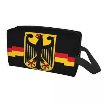 מותאם אישית הגרמני עיט על המגן תיק כלי הרחצה לנשים דגל גרמניה איפור קוסמטי ארגונית הגברת היופי אחסון ערכת הרחצה מקרה