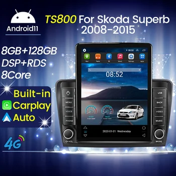 טסלה בסגנון 8 Core המכונית אנדרואיד 11 אוטומטי Carplay 2Din מולטימדיה ניווט נגן רדיו GPS הו ForSkoda מעולה 2 B6 2013-2015