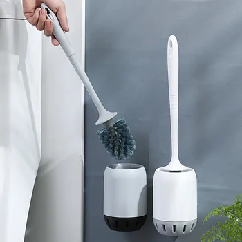 אגרוף-בחינם מברשת אסלה עם תופסן פלסטיק מברשת ניקוי הקיר בשירותים לשטוף מברשת אביזרי אמבטיה