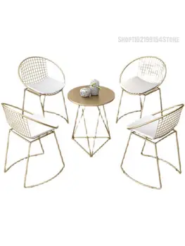 נורדי, ברזל יצוק מרפסת כיסאות שלושה חלקים קטנים, תה, שולחן, פנאי שולחן כסא