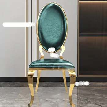 נורדי זהב נירוסטה כסאות אוכל מודרניים פשוטים ריהוט חדר האוכל האור יוקרה בבית מלון עור מסעדה הכיסא