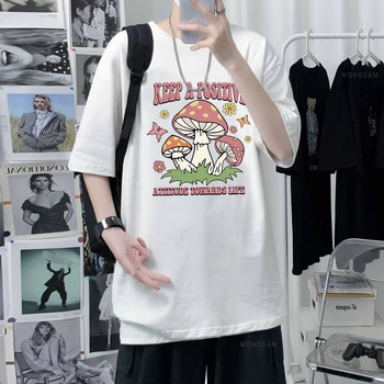 מצחיק פטריות להדפיס חולצות נשים גברים מנופחים אופנת רחוב בגדים Harajuku וינטג ' נער כותנה שרוול קצר Tshirts זכר