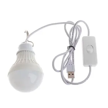 5W 10 LED חיסכון באנרגיה USB אור הנורה קמפינג הביתה בלילה מנורה עם מתג אור לבן