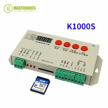 K1000S (T1000S מעודכן) DC5V-24V SPI פיקסל LED RGB בקר כרטיס SD עבור IC WS2812 WS2811 WS2815 1903 DMX512 LED רצועת אור