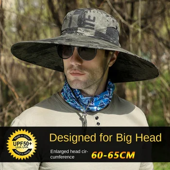גברים חיצוני של מגן שמש כובע גודל פלוס 60-65cm ראש גדול לדייג כובעי הסוואה מחנאות, דיג כובע זכר משלוח חינם